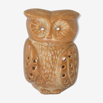 Photophore Ceramic Vallauris Owl Owl Beige Camel Made in France