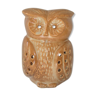 Photophore Ceramic Vallauris Owl Owl Beige Camel Made in France