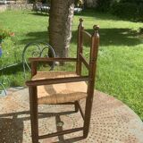 Small vintage wooden and straw children's chair