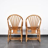 Set of 4 rattan armchairs