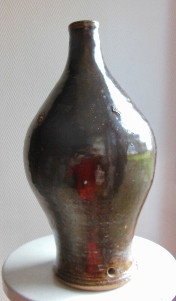 Pied de lampe en grès vintage années 50-60, signature à identifier