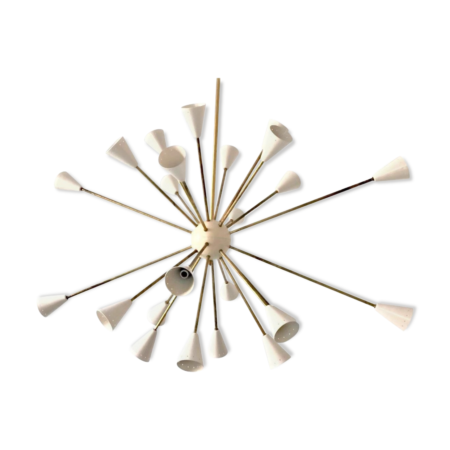 Chandelier Sputnik 24 brass lights white ivory color