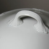 White fine porcelain soup tureen/vegetable dish from Limoges attributed to Barnardaud, vintage.