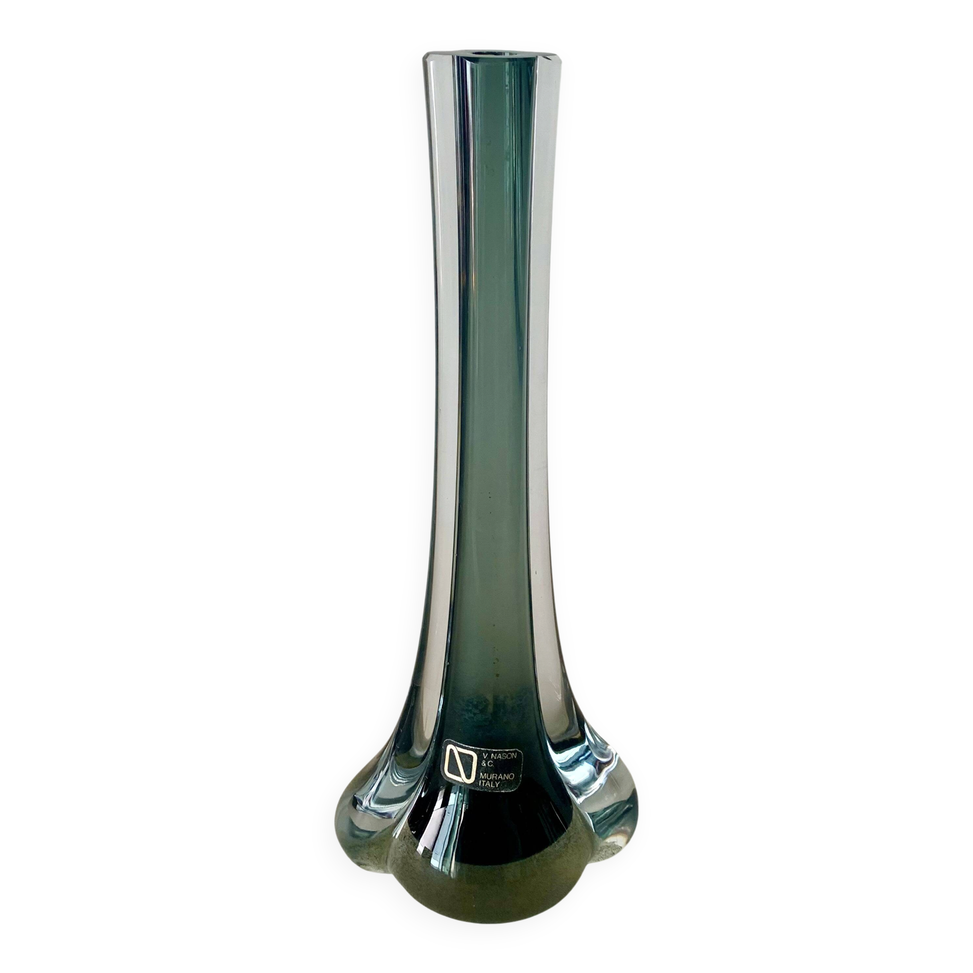 Vase en verre de Murano vintage par V. Nason