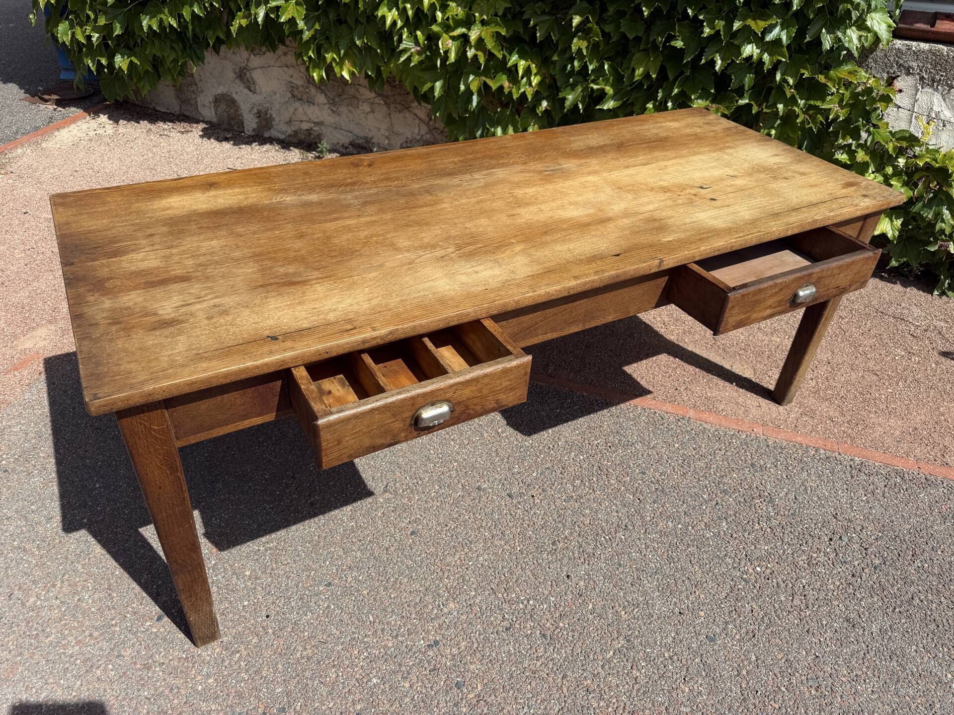 Farm table in Oak 1900 France 2 drawers