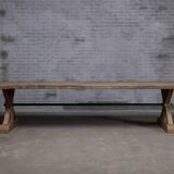 Table de ferme en chêne massif ancien pieds Etoile - longueur 200 cm