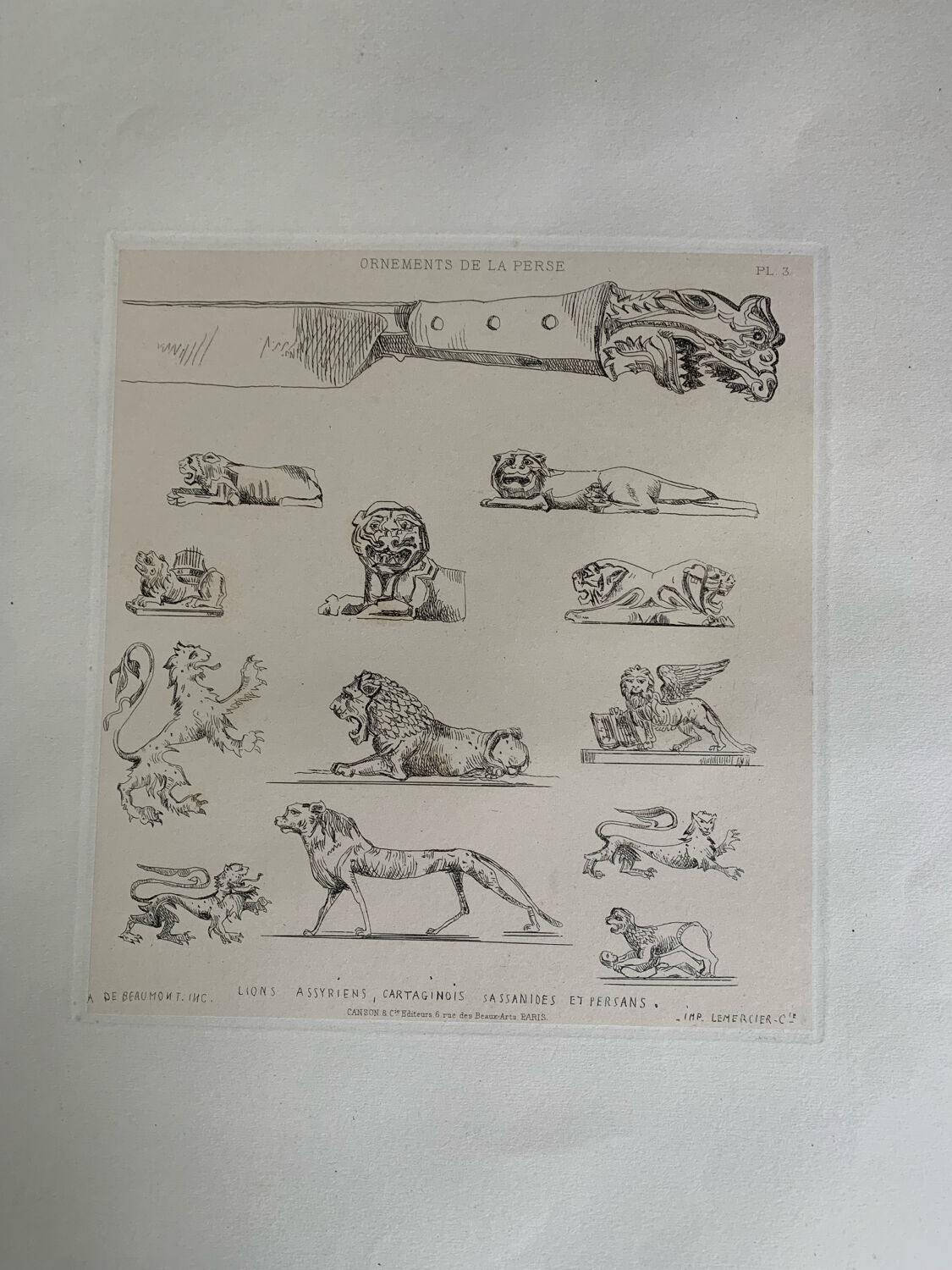 Lithographie ancienne orientale - Ornements de la Perse
