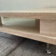 Table basse vintage en travertin et verre