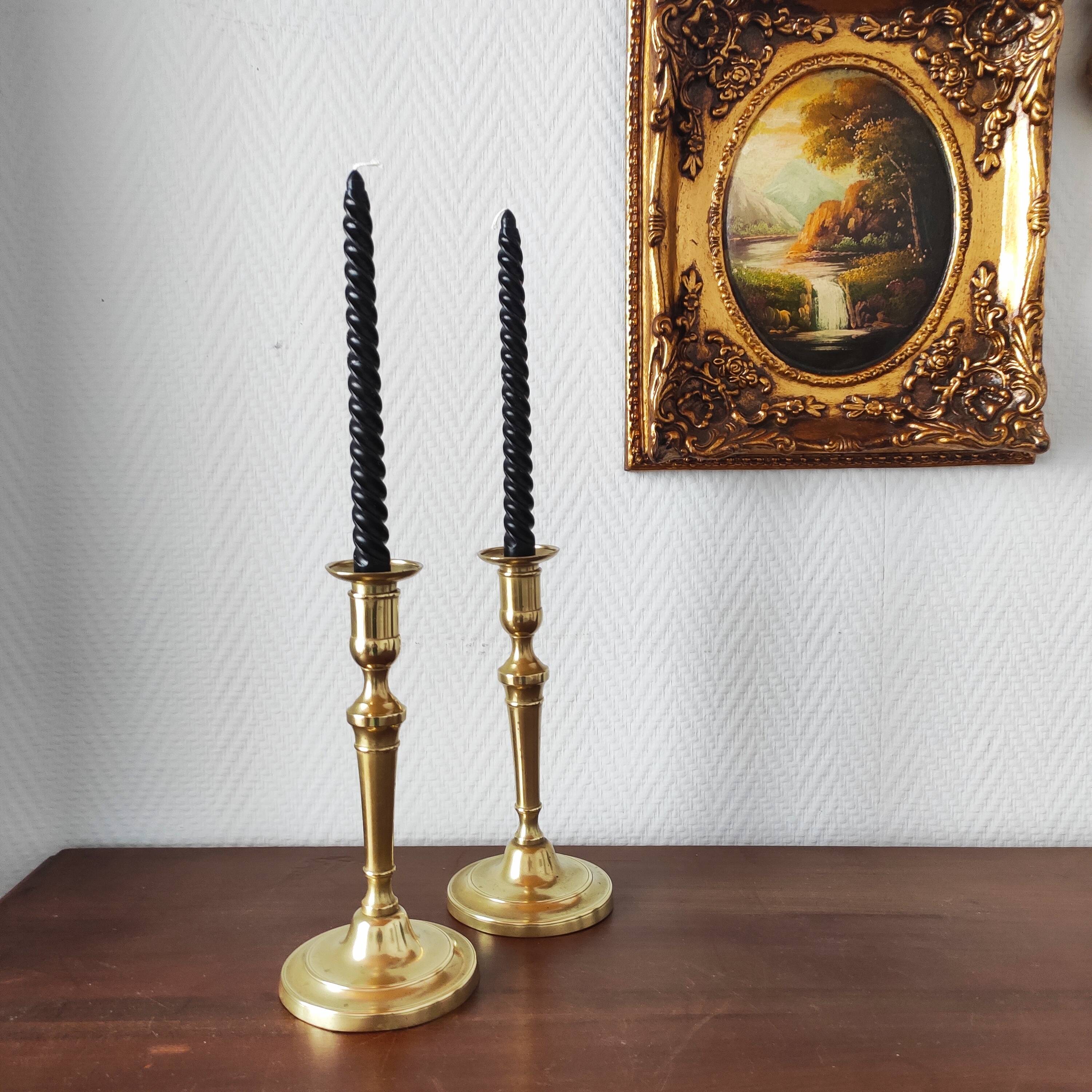 Pair of vintage solid brass candlesticks