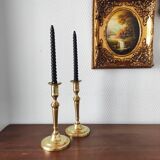 Pair of vintage solid brass candlesticks