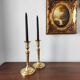 Paire de bougeoirs vintage en laiton massif