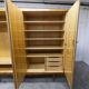 1960s Scandinavian wardrobe, blonde varnished wood, unusual, 4 doors, 3 drawers, 7 shelves.