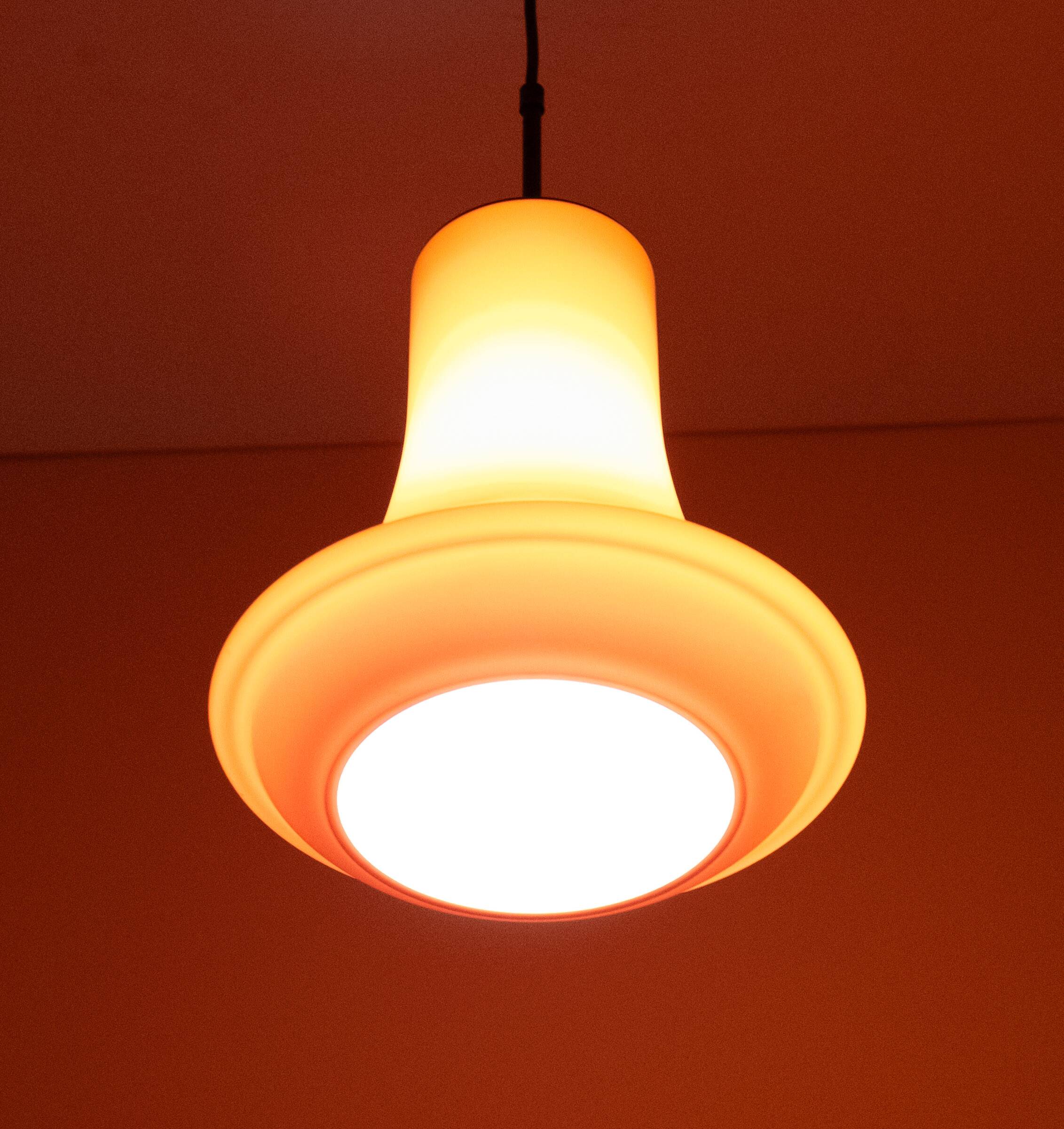 Dark red glass pendant light by Viktor Berndt for Flygsfors Sweden 1960s