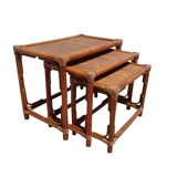 Boho Chic Style Bamboo and Wicker Nesting Tables