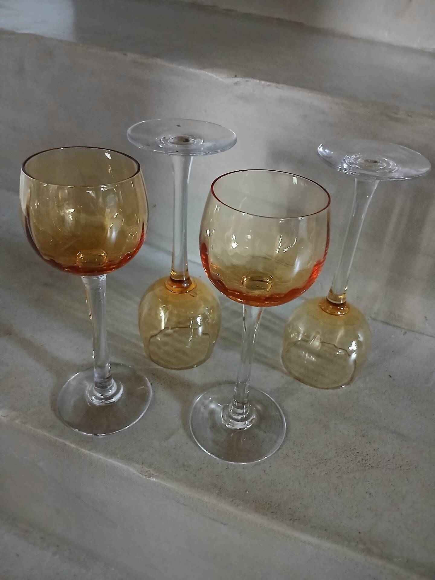 4 antique crystal stem glasses