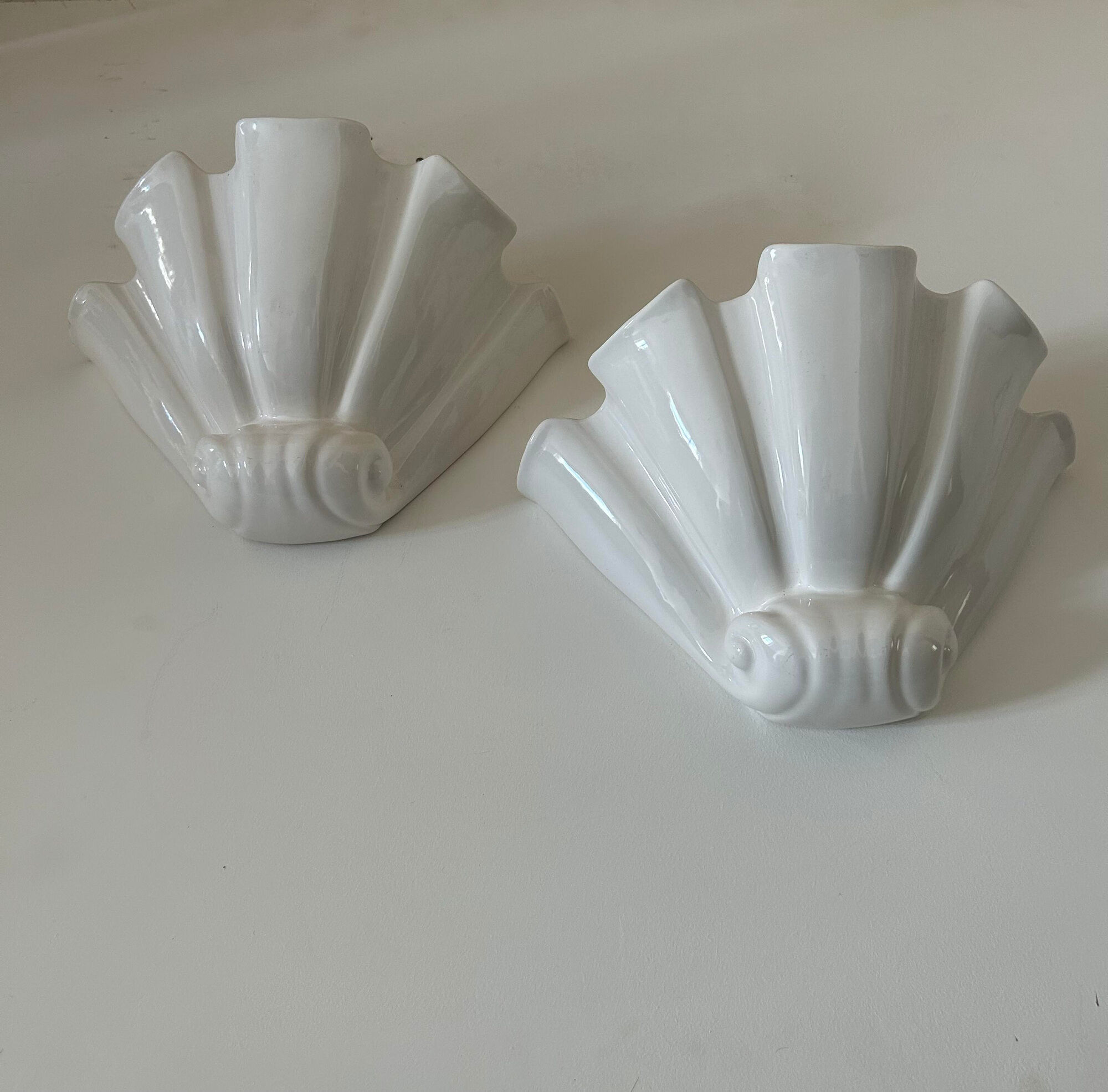 Pair of porcelain wall lamps France 1970