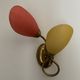 Pair of double wall lamp in brass and opaline year 1960 bi-color