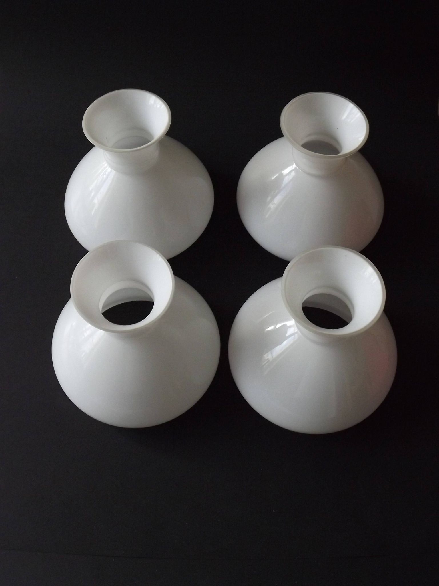 Set of 4 French Vintage White Opaline Glass Replacement Shade