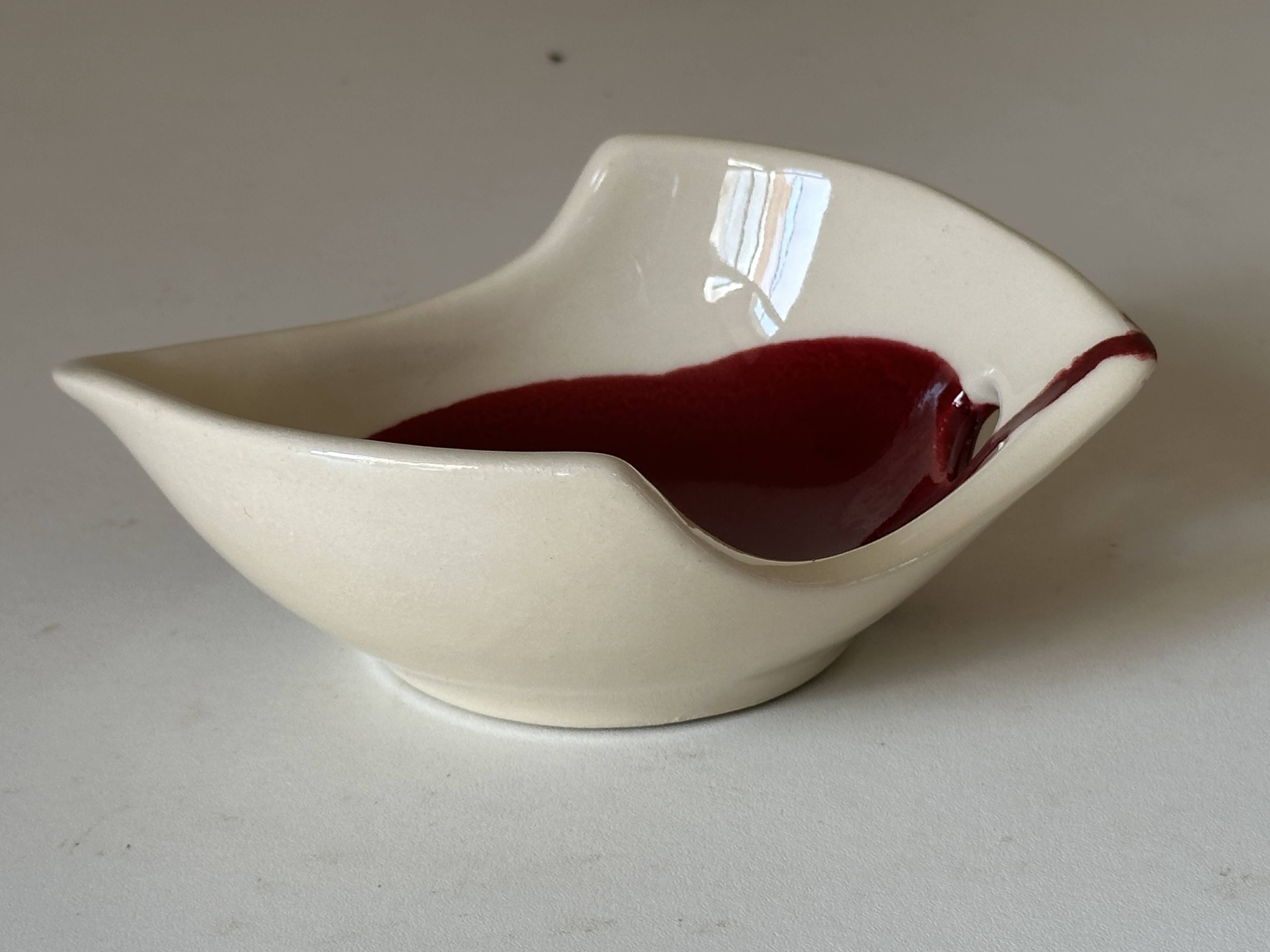 Ceramic empty pocket bowl signed Lude France 1960s