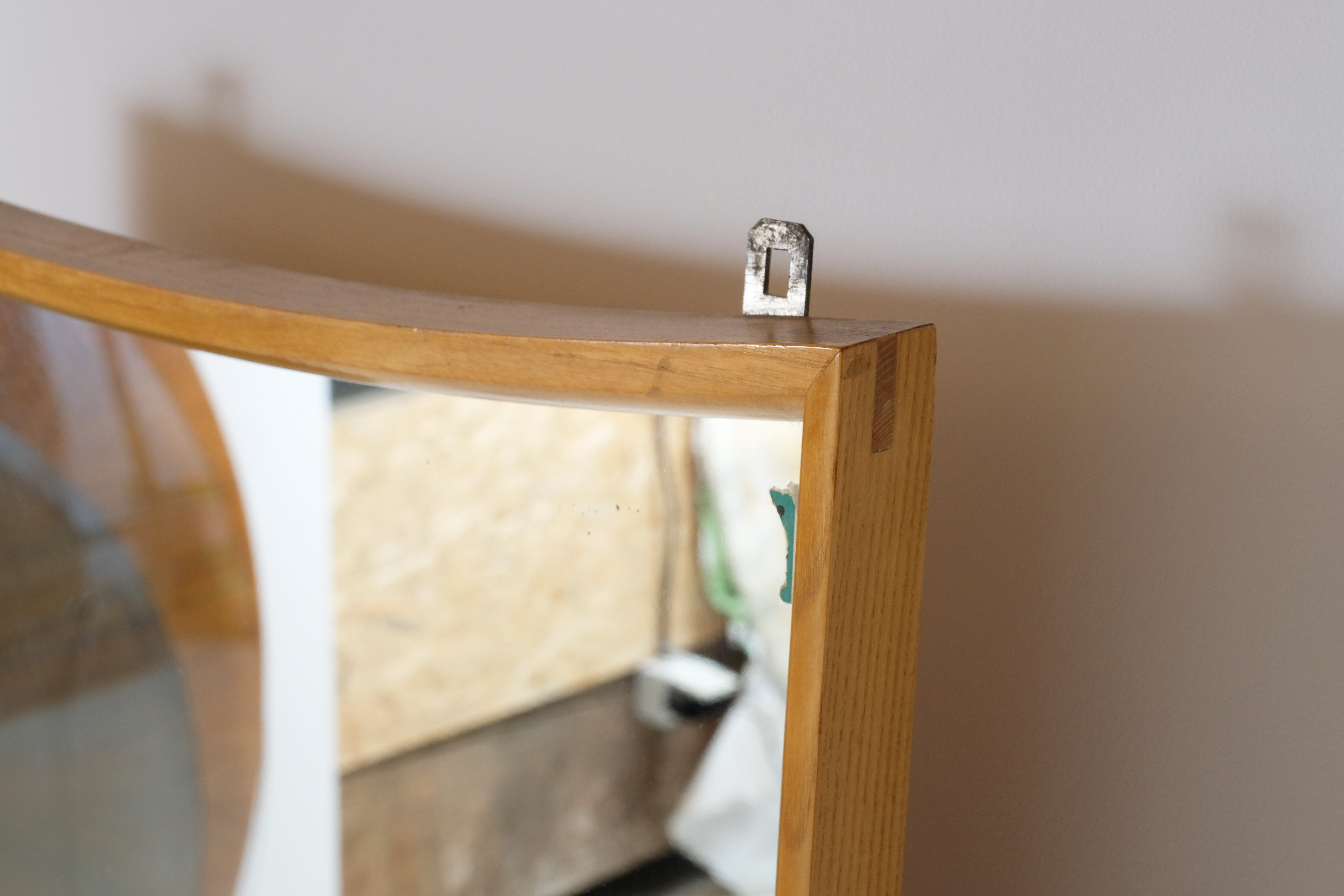 Solid oak mirror 1960s 50x114cm