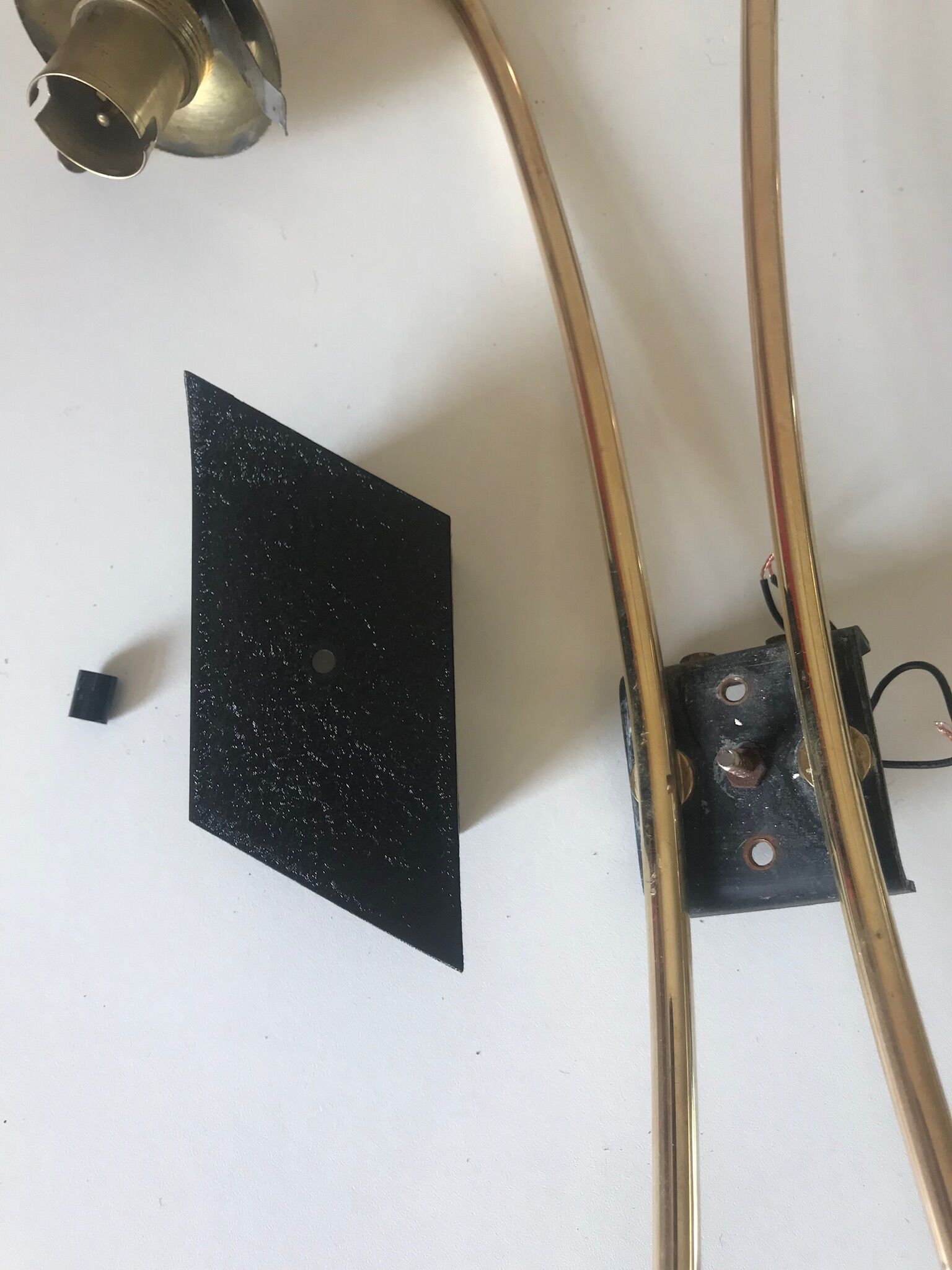 Pair of vintage brass double wall light design 60 years