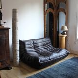 Michel Ducaroy's 2-seater Togo Sofa for Ligne Roset, chocolate leather