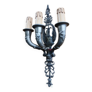 19th Century Empire Swan Bronze Wall Lamp