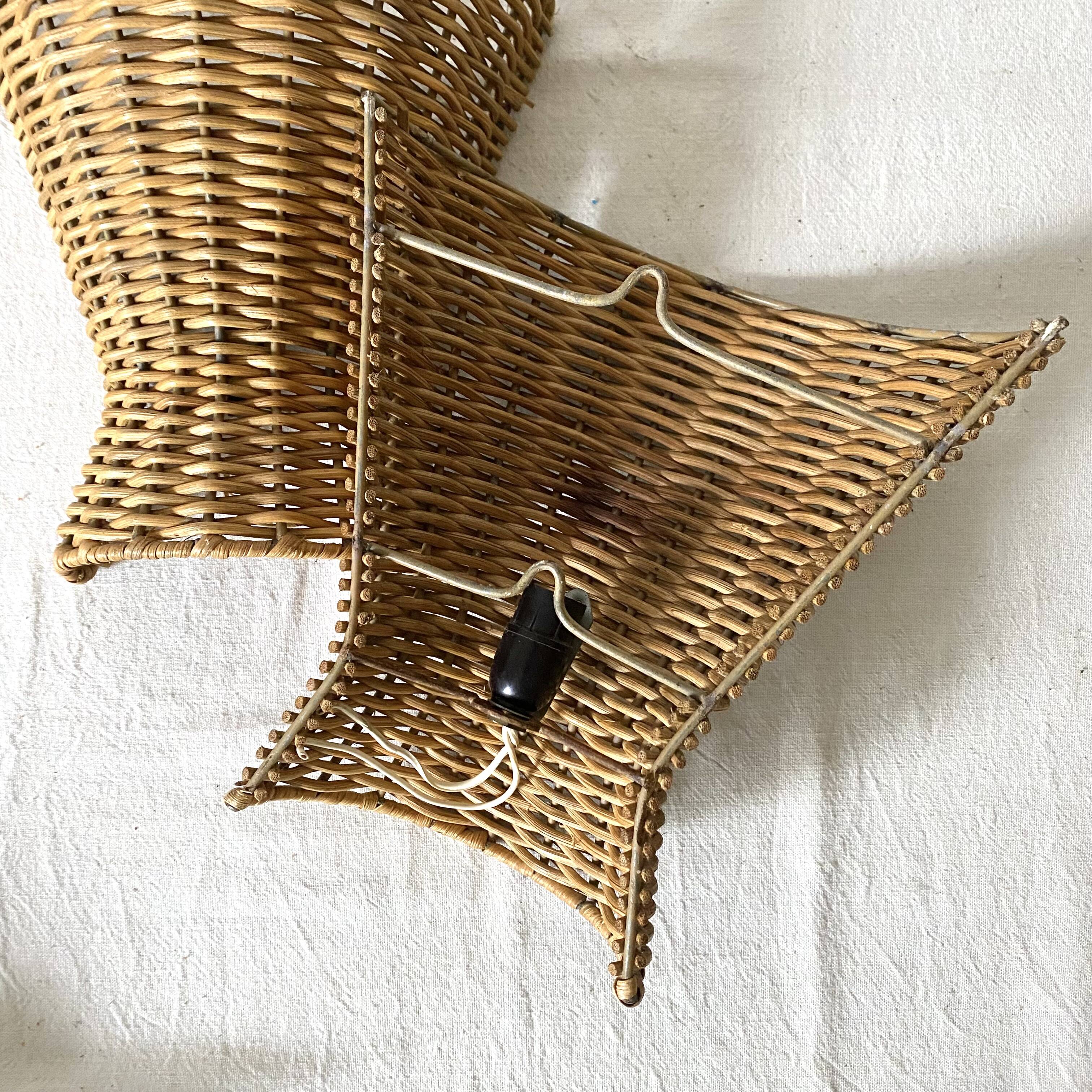 Pair of 60s rattan wall lights