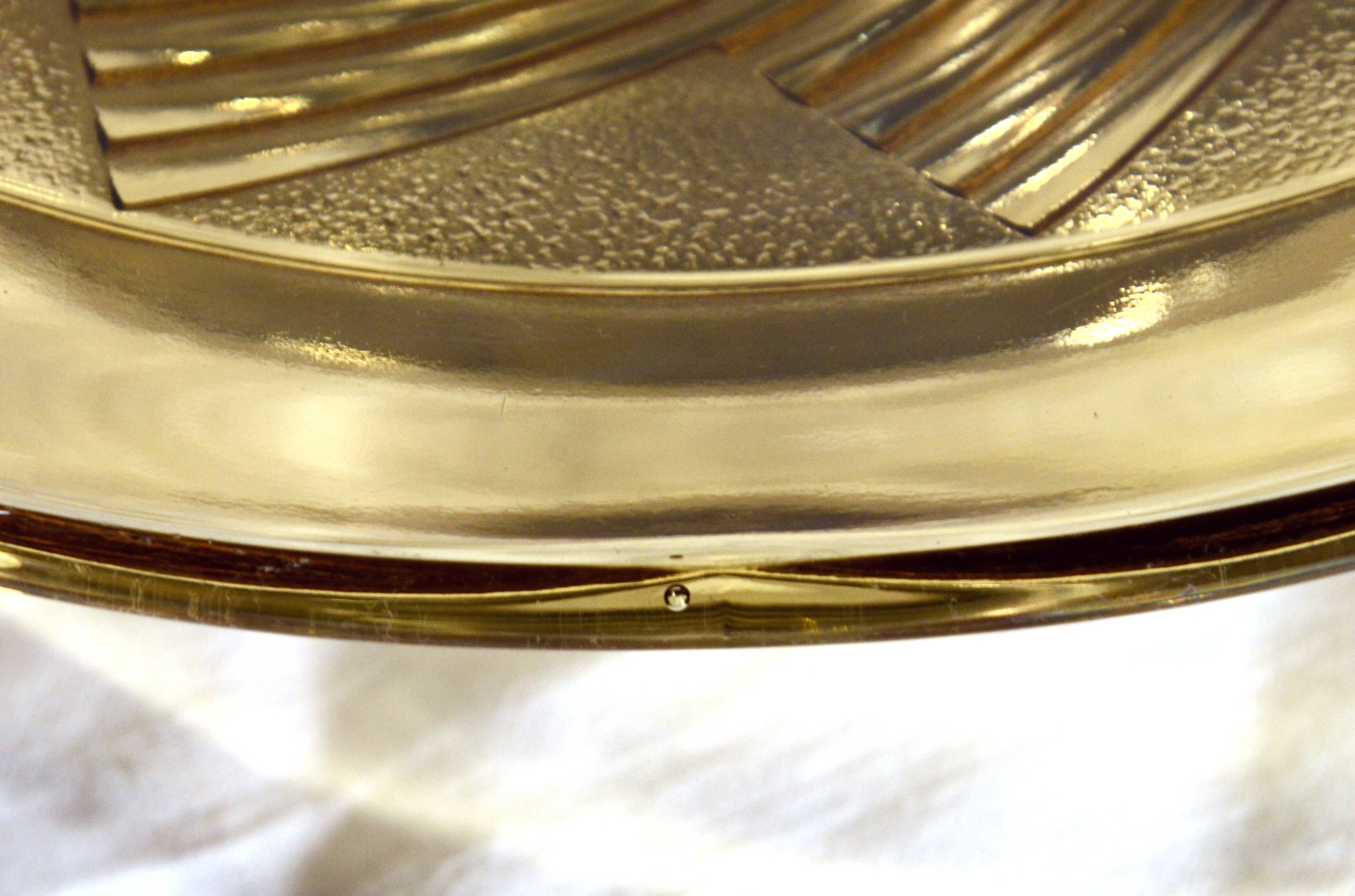 Art Deco bowl in smoked pressed glass and silver-plated metal, 30x8cm