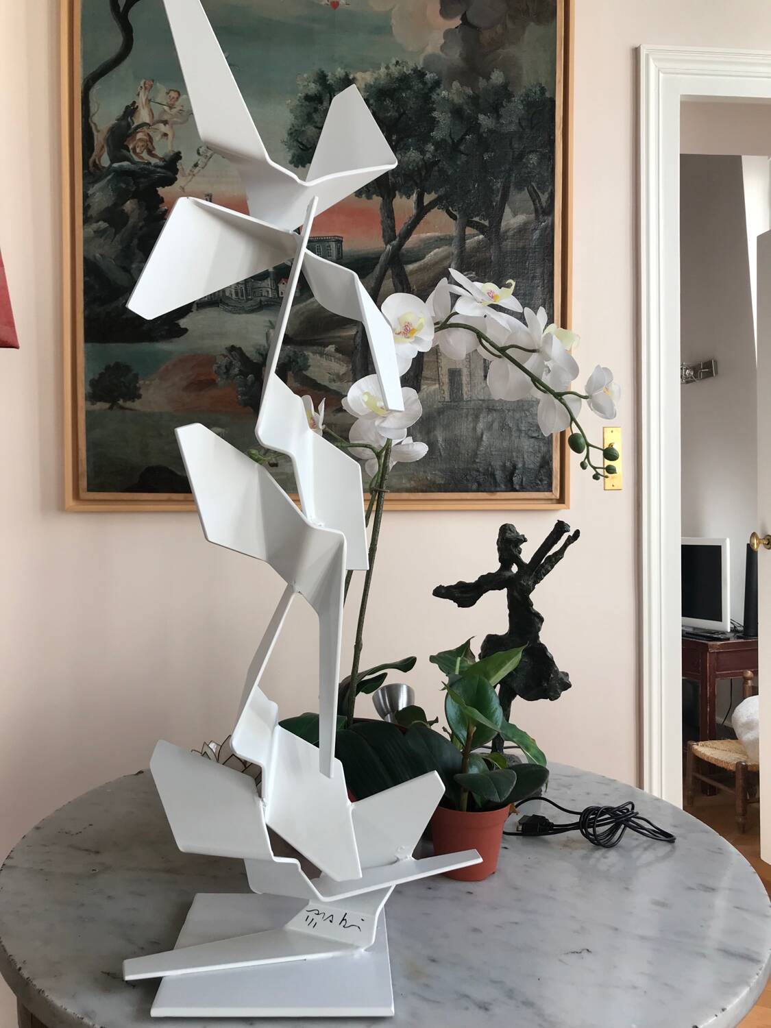 Dominique maltier (1954). cubist tree. cut metal. unique piece.