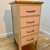 Beige and pale pink revamped 4-drawer bedside table