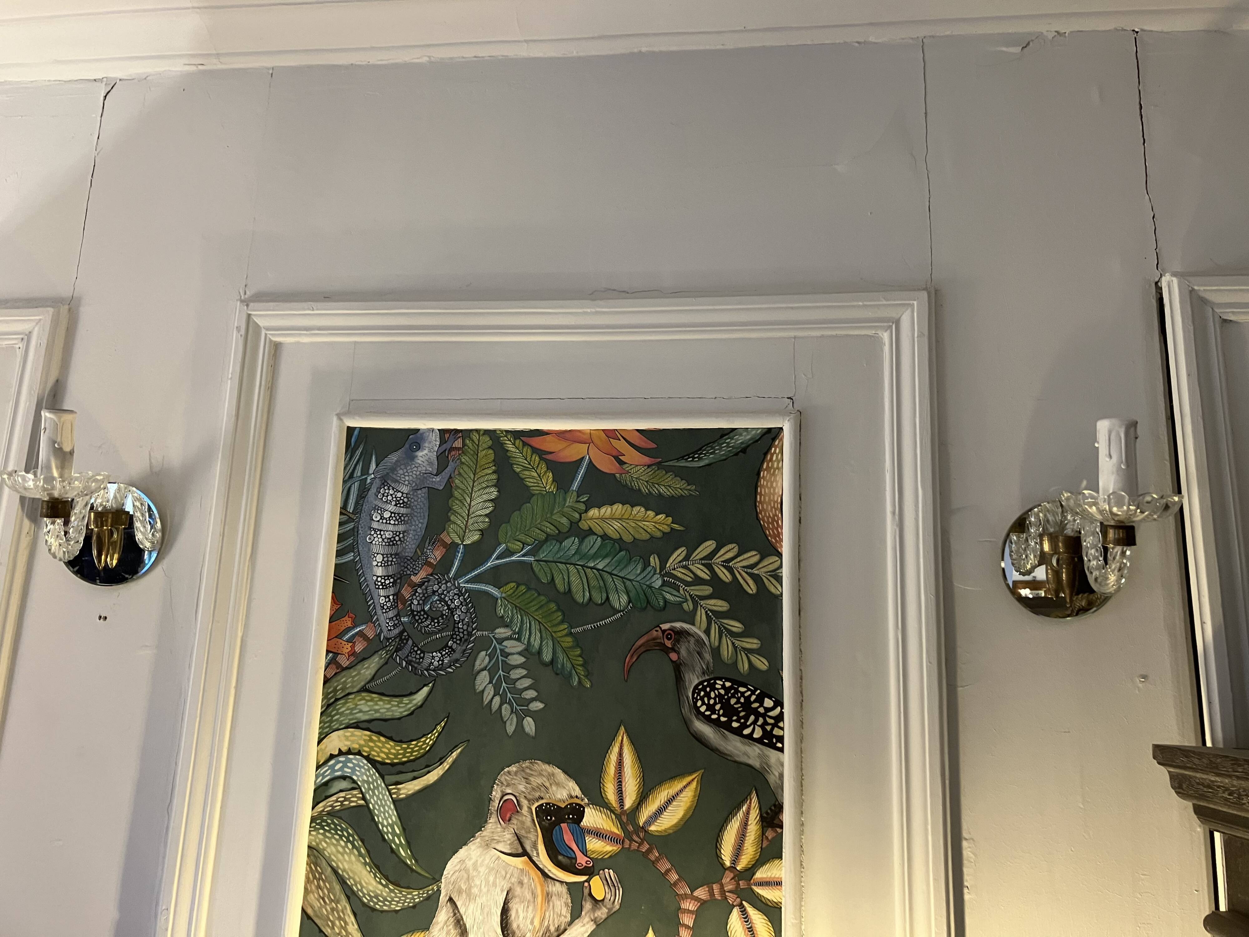 Pair of glass wall lamps