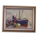 French Oil on Panel – “Port de Nice” by Elie Bernadac (1913–1999)