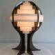 Modernist lamp in plexiglass and white plastic strips.