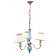 Turquoise opaline and vintage metal chandelier - 3 arms