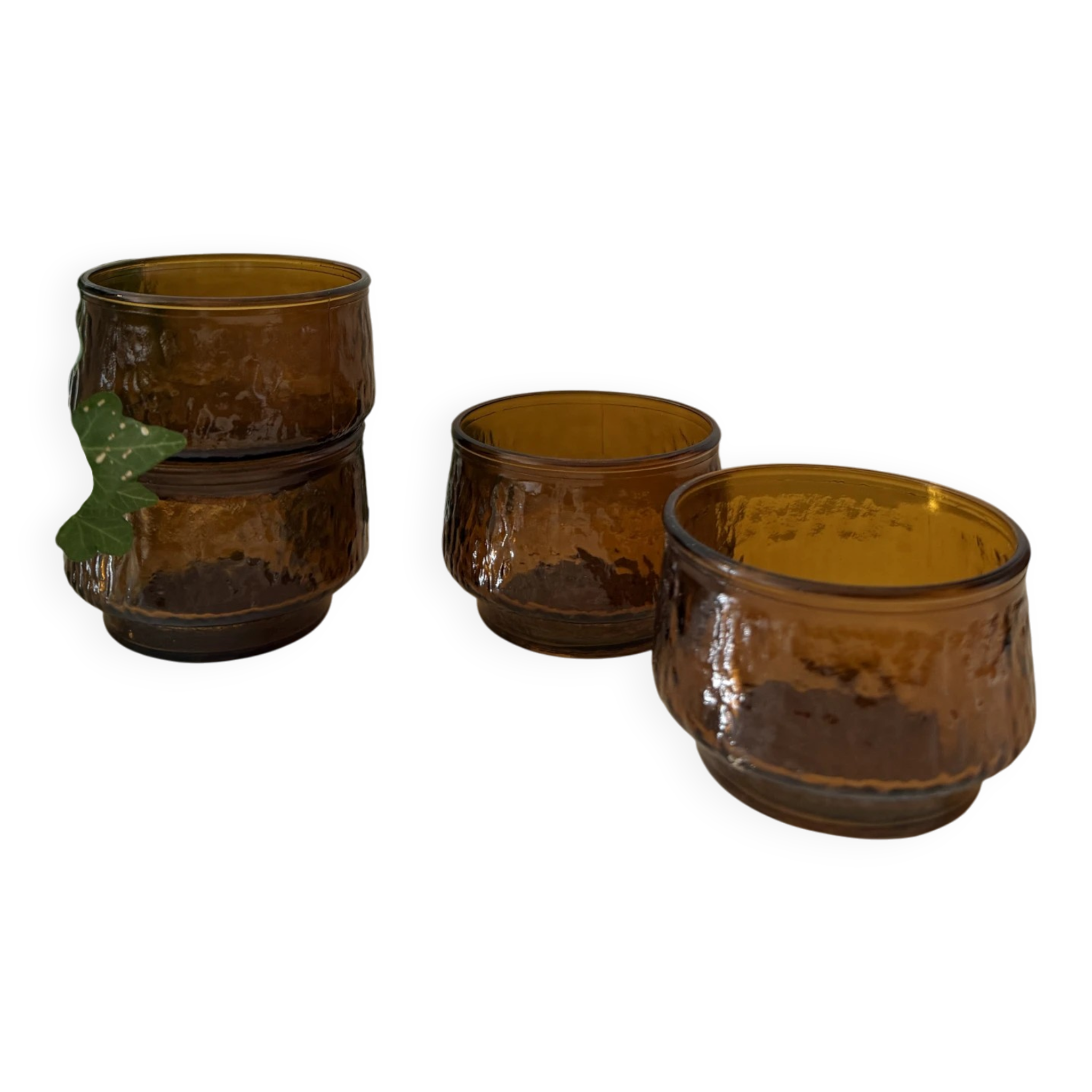 Mid Century amber-coloured bowls Arcoroc Sierra