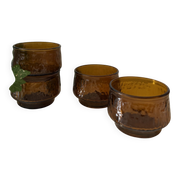 Mid Century amber-coloured bowls Arcoroc Sierra
