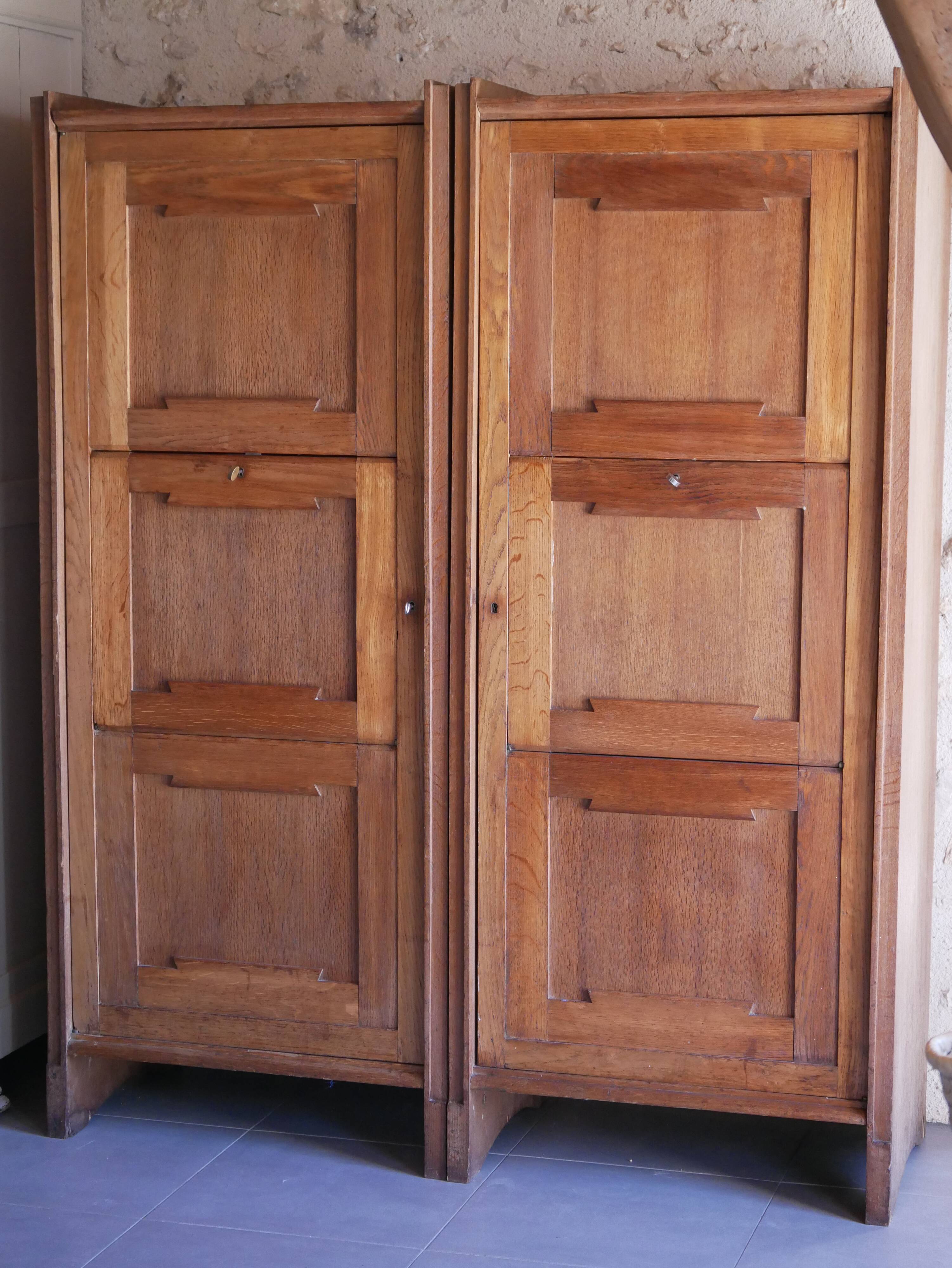 Pair of twin secretary cabinets