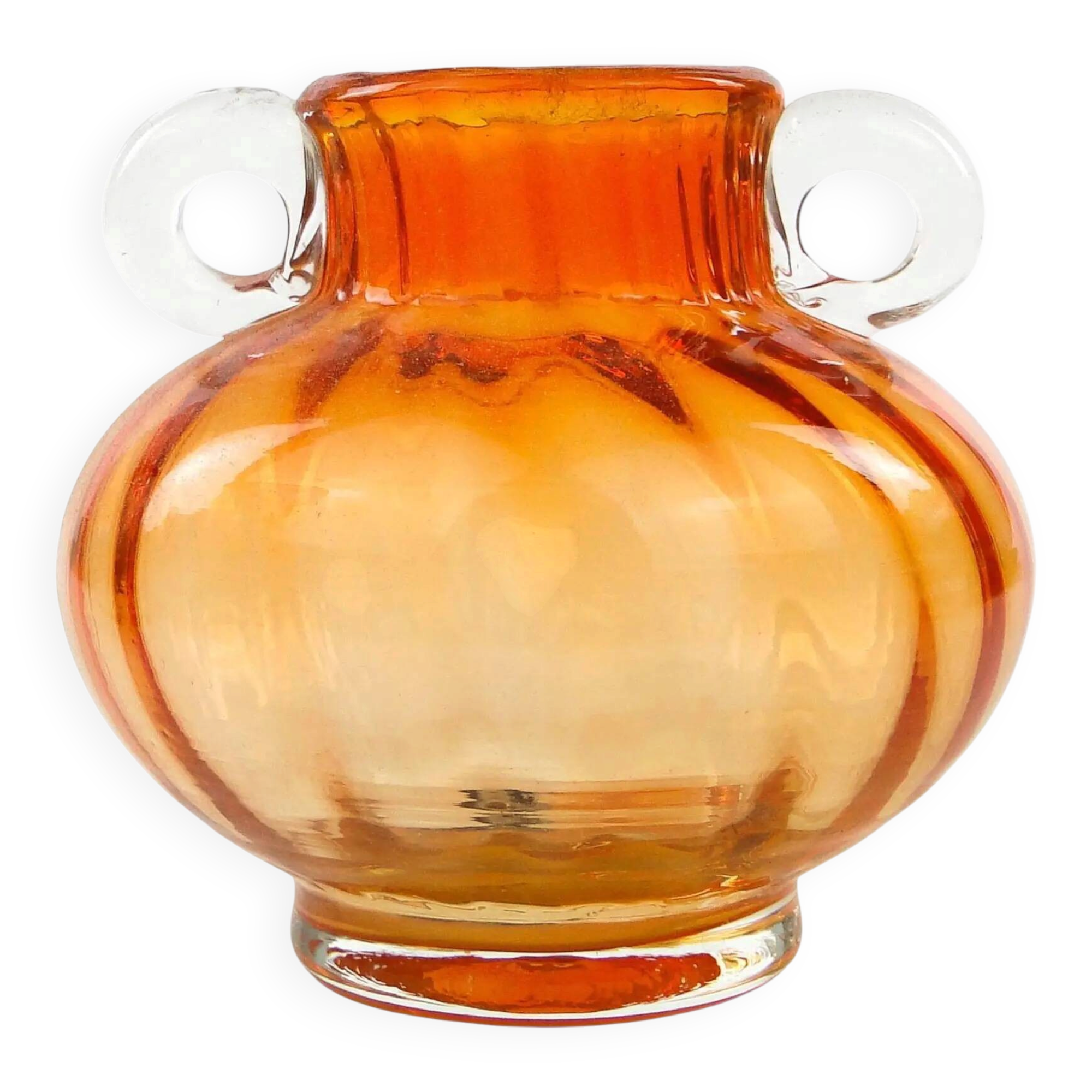 Mid-century modern vase, orange glass, Poland, 1970s