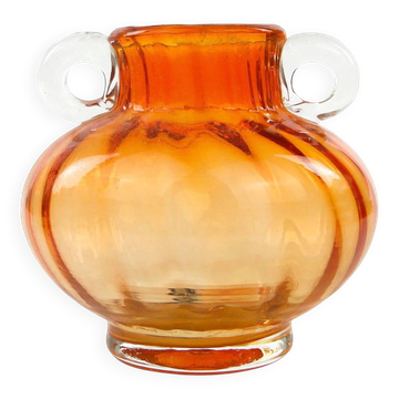 Mid-century modern vase, orange glass, Poland, 1970s