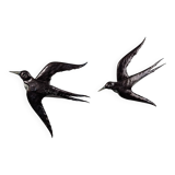 Pair of Metal Wall Sculptures Swallows, Signed, 1970s