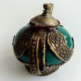 Teapot with its brass tray from the 20th cty, Moroccan craft - diameter 24cm