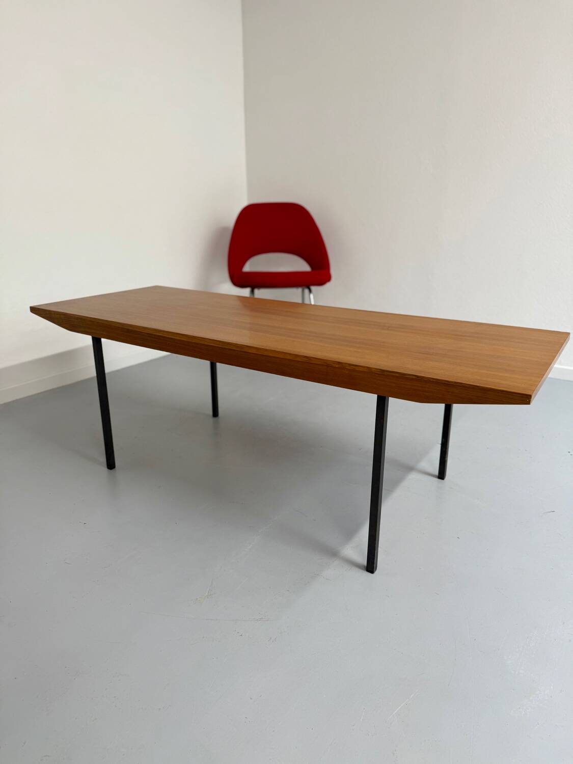 Antique Wilhelm Renz designer wooden coffee table, vintage Scandinavian style, 1960s