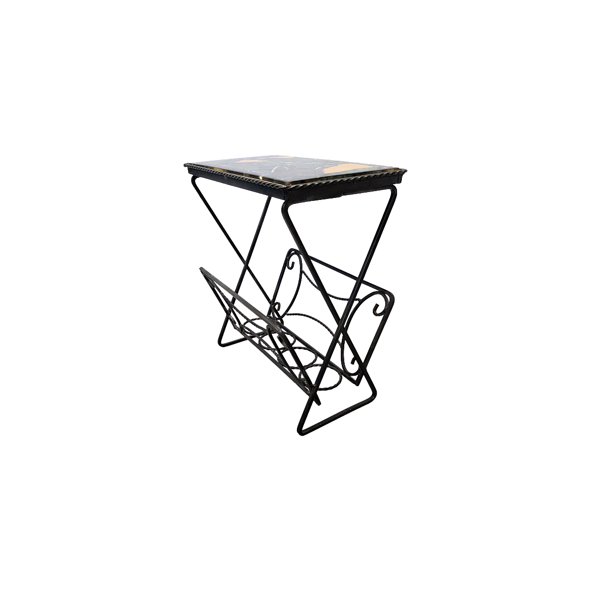 Table d'appoint vintage avec plateau en marbre mosaïque, années 1970