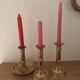 Set of 3 old candle holders with pushers