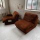 Pair 70s brown velvet armchairs