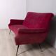 Canapé en velours rouge vintage des années 1950, design italien