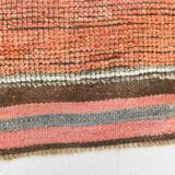 3x11 Crimson & Grey Boho Hallway Rug, Handmade Turkish Wool Rug, 93x342Cm