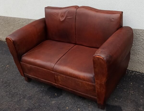 Banquette en cuir style moustache