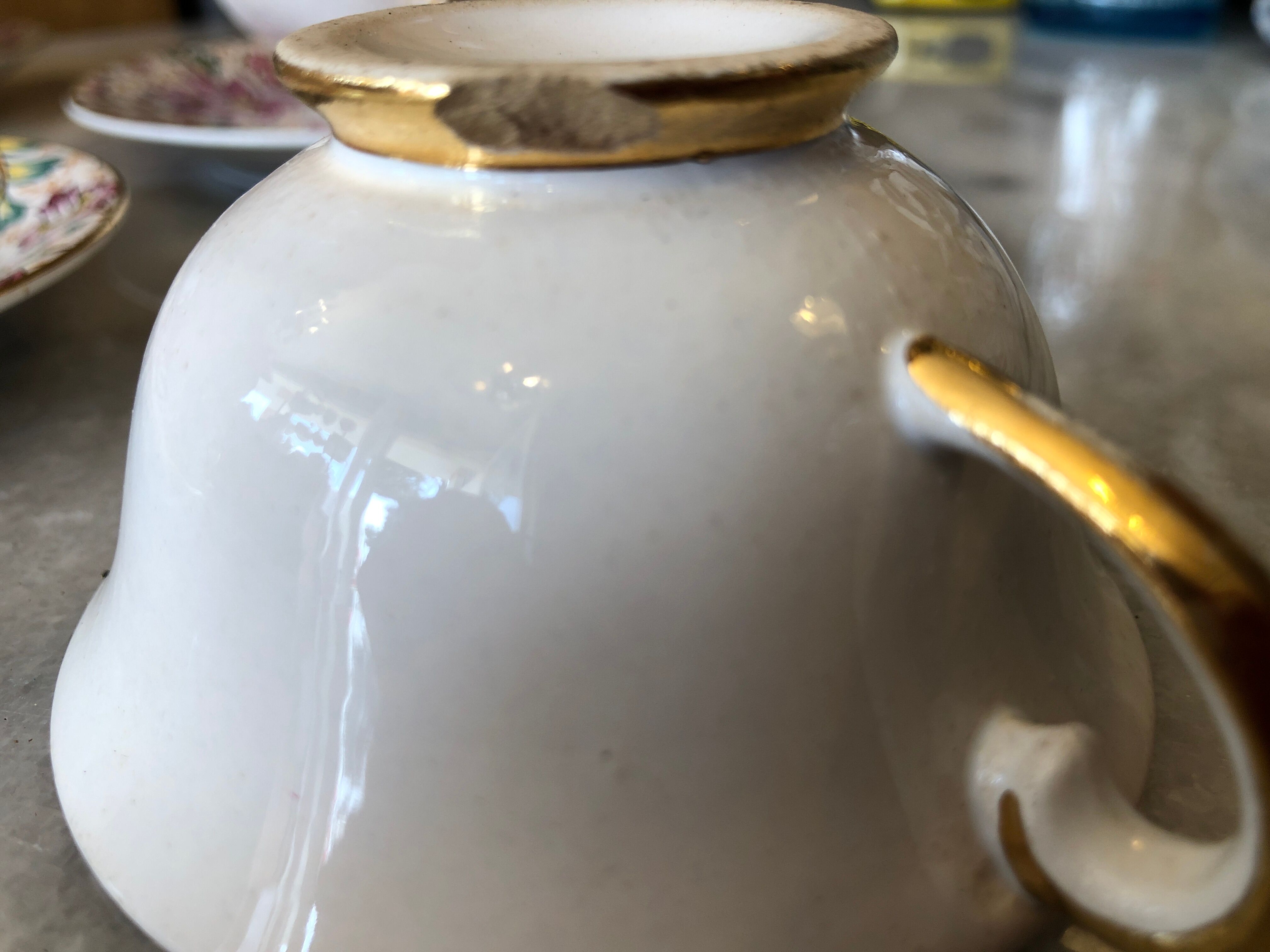 4 cups antique earthenware